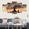 Surreal Fantasy Fairytale Tree - Nature 5 Panel Canvas Art Wall Decor