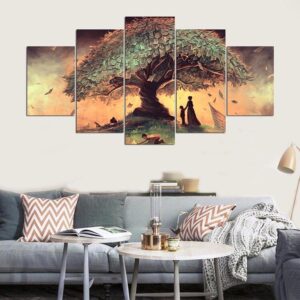 Surreal Fantasy Fairytale Tree - Nature 5 Panel Canvas Art Wall Decor