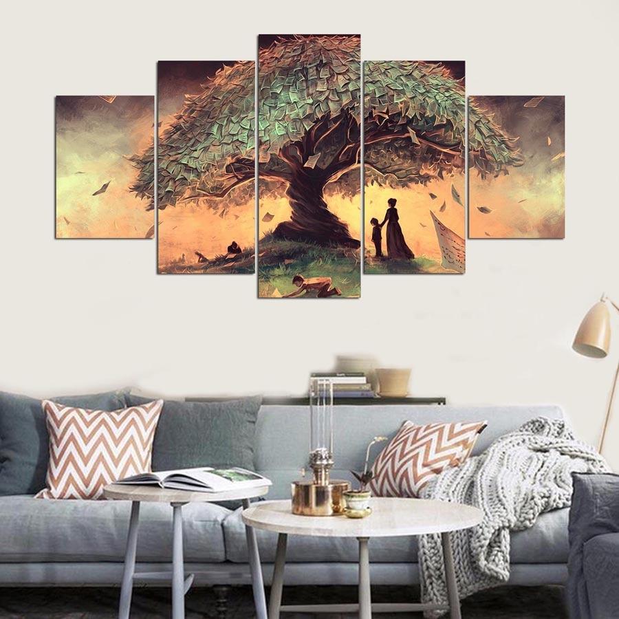 Surreal Fantasy Fairytale Tree - Nature 5 Panel Canvas Art Wall Decor Surreal Fantasy Fairytale Tree - Nature 5 Panel Canvas Art Wall Decor