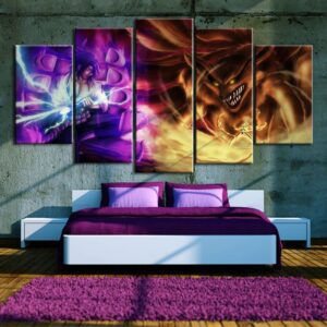 Susano Vs 9 Tail Beast - Anime 5 Panel Canvas Art Wall Decor