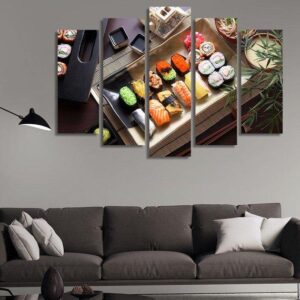 Sushi Set - Kitchen 5 Panel Canvas Art Wall Decor