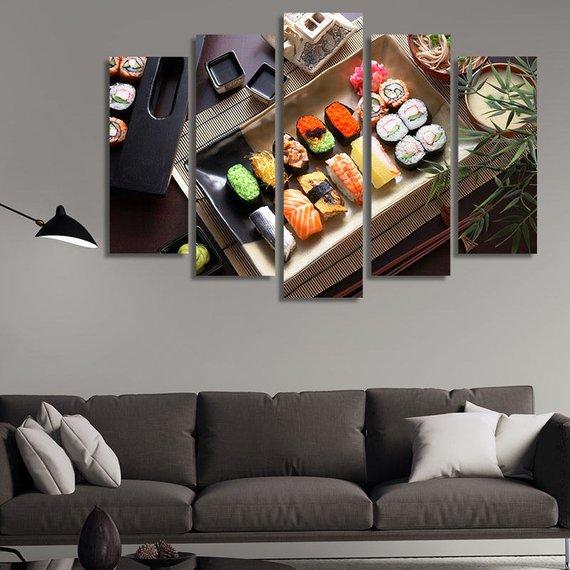 Sushi Set - Kitchen 5 Panel Canvas Art Wall Decor Sushi Set - Kitchen 5 Panel Canvas Art Wall Decor