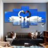 Swan 11 - Animal 5 Panel Canvas Art Wall Decor