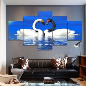 Swan 11 - Animal 5 Panel Canvas Art Wall Decor