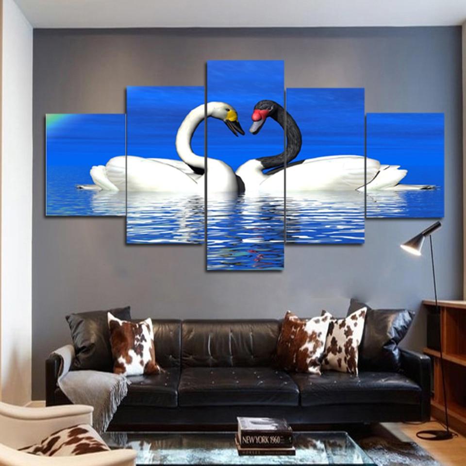 Swan 11 - Animal 5 Panel Canvas Art Wall Decor Swan 11 - Animal 5 Panel Canvas Art Wall Decor