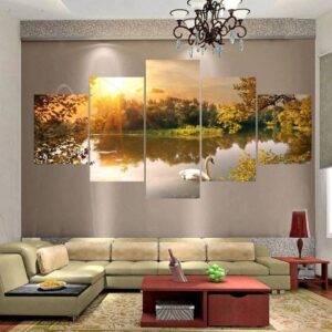 Swan 12 - Animal 5 Panel Canvas Art Wall Decor