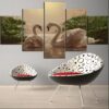 Swan 13 - Animal 5 Panel Canvas Art Wall Decor