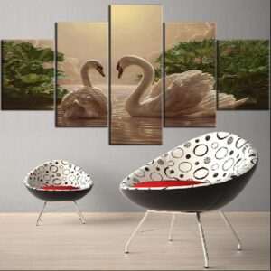 Swan 13 - Animal 5 Panel Canvas Art Wall Decor