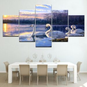 Swan 14 - Animal 5 Panel Canvas Art Wall Decor