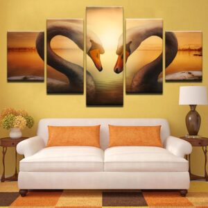Swan 6 - Animal 5 Panel Canvas Art Wall Decor