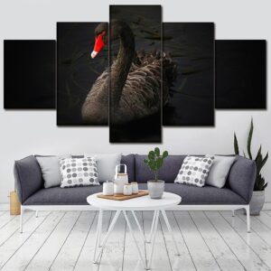 Swan 8 - Animal 5 Panel Canvas Art Wall Decor