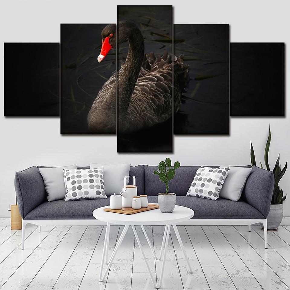 Swan 8 - Animal 5 Panel Canvas Art Wall Decor Swan 8 - Animal 5 Panel Canvas Art Wall Decor