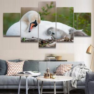 Swan 9 - Animal 5 Panel Canvas Art Wall Decor