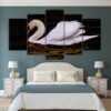 Swan Alone - Animal 5 Panel Canvas Art Wall Decor