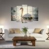 Swan Delicate - Animal 5 Panel Canvas Art Wall Decor
