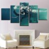 Swimming Elephant - Animal 5 Panel Canvas Art Wall Decor