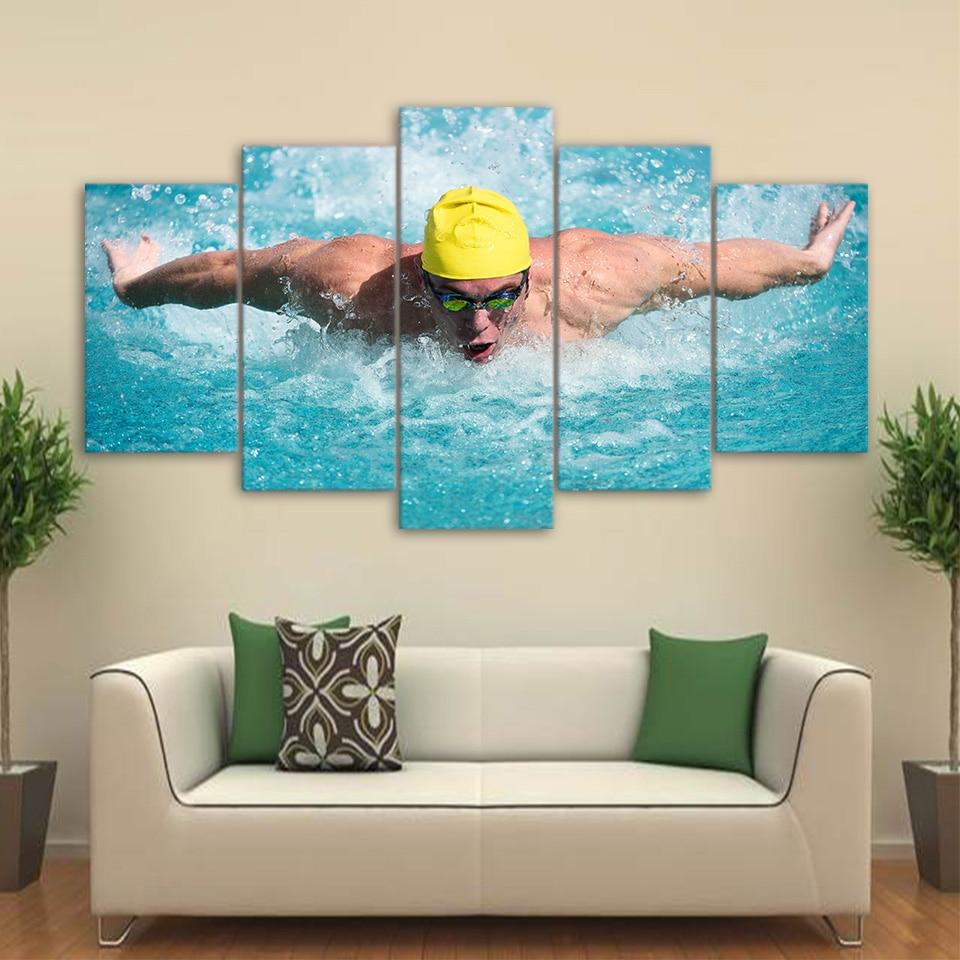 Swimming Fitness - Sport 5 Panel Canvas Art Wall Decor Swimming Fitness - Sport 5 Panel Canvas Art Wall Decor
