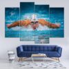 Swimming Michael Phelps Sport 4 Pieces - 4 Panel Canvas Art Wall Decor