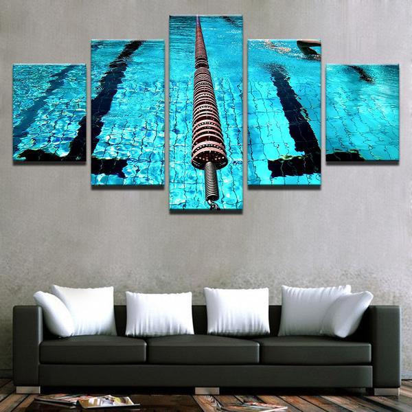 Swimming Swim Lap Pool 02 - Sport 5 Panel Canvas Art Wall Decor Swimming Swim Lap Pool 02 - Sport 5 Panel Canvas Art Wall Decor