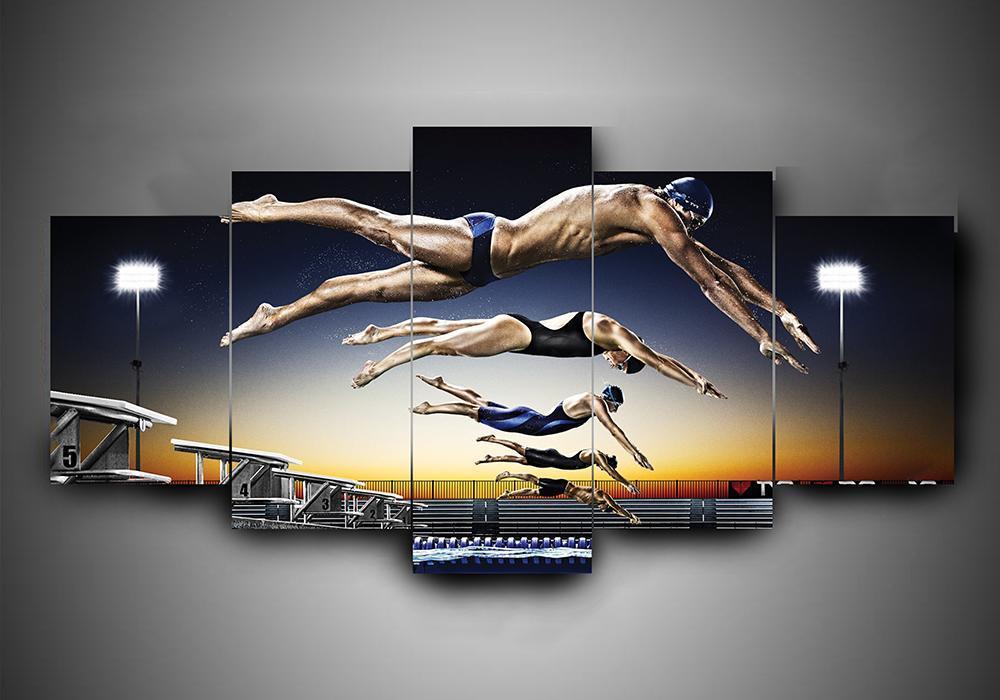 Swimming - Sport 5 Panel Canvas Art Wall Decor Swimming - Sport 5 Panel Canvas Art Wall Decor