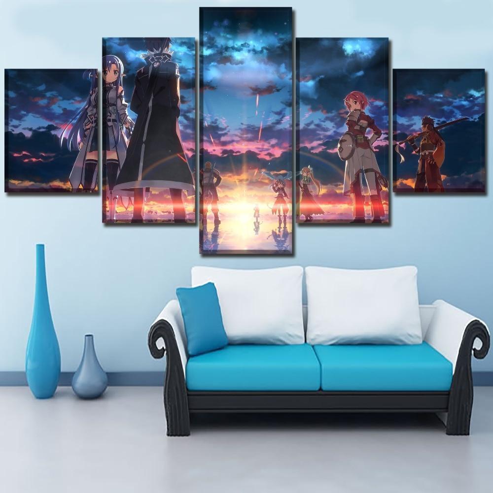 Sword Art Online II Main Characters 1 Anime - 5 Panel Canvas Art Wall Decor Sword Art Online II Main Characters 1 Anime - 5 Panel Canvas Art Wall Decor