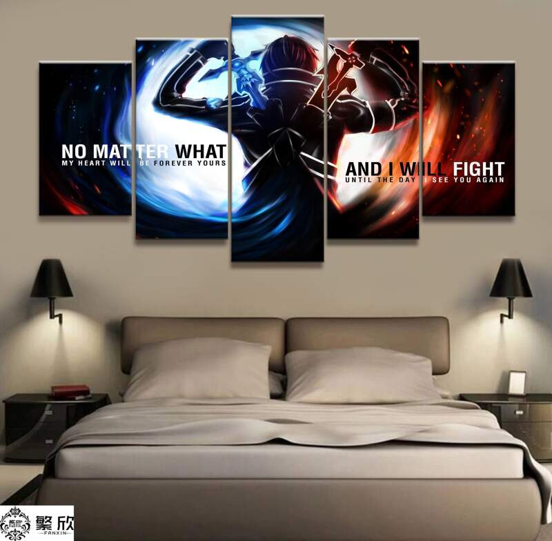 Sword Art Online Kirito 3 Anime - 5 Panel Canvas Art Wall Decor Sword Art Online Kirito 3 Anime - 5 Panel Canvas Art Wall Decor