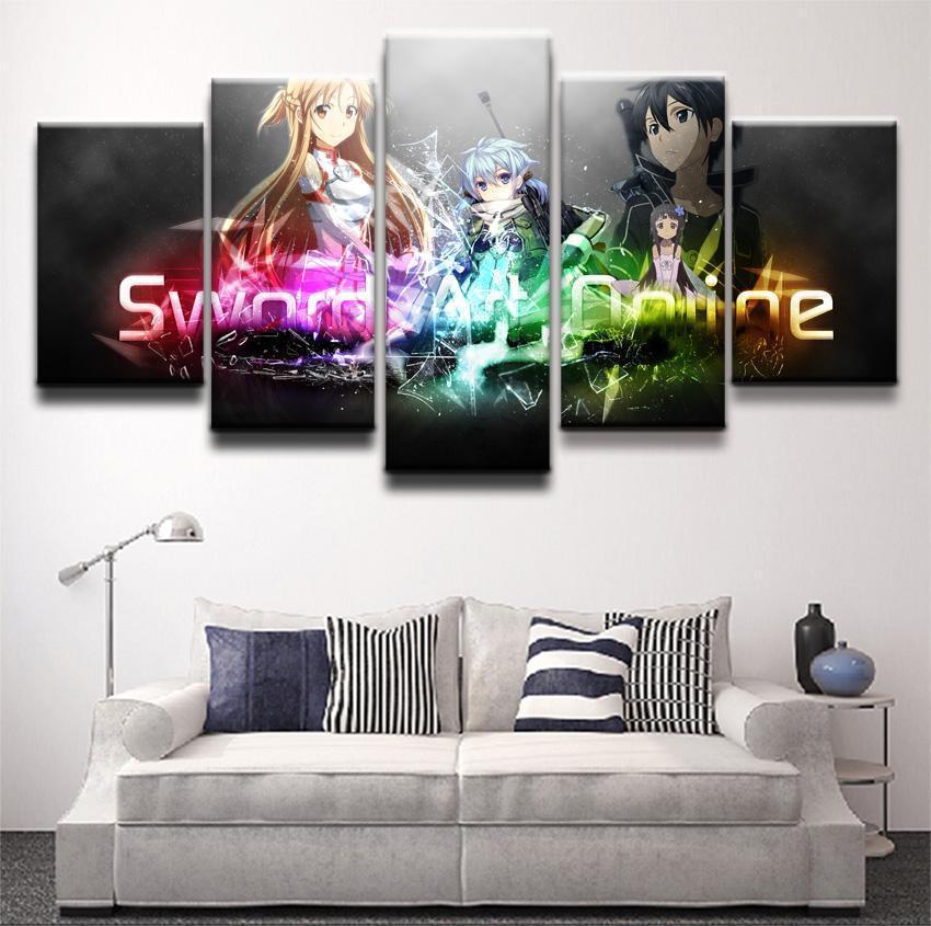 Sword Art Online Main Characters 2 Anime - 5 Panel Canvas Art Wall Decor Sword Art Online Main Characters 2 Anime - 5 Panel Canvas Art Wall Decor