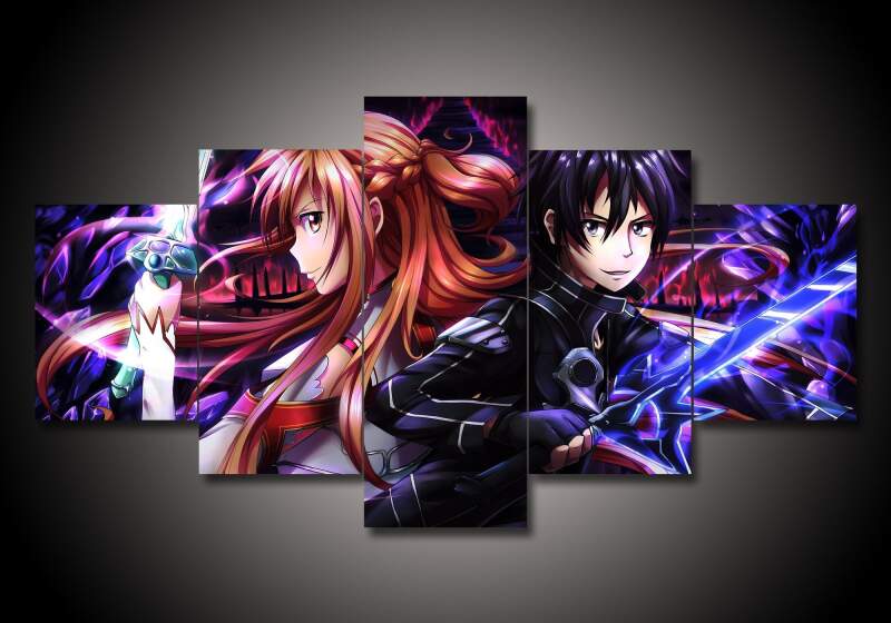 Sword Art Online - Sao 1 - Anime 5 Panel Canvas Art Wall Decor Sword Art Online - Sao 1 - Anime 5 Panel Canvas Art Wall Decor