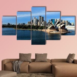 Sydney Australia City Skyline - Nature 5 Panel Canvas Art Wall Decor