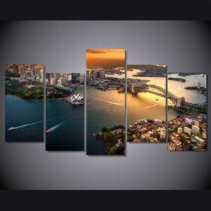 Sydney Australia Cityscape - Nature 5 Panel Canvas Art Wall Decor