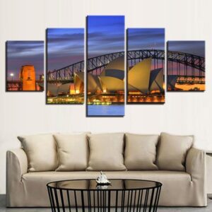 Sydney Harbor Opera House Australia - Nature 5 Panel Canvas Art Wall Decor