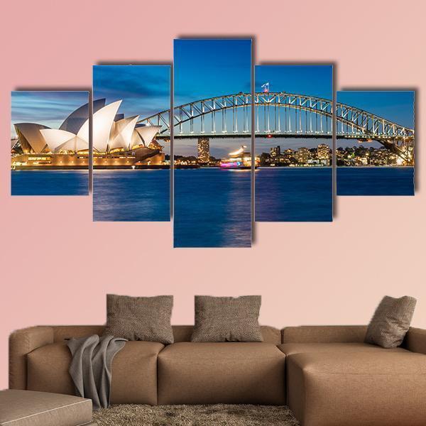 Sydney Harbour In New South Wales - Nature 5 Panel Canvas Art Wall Decor Sydney Harbour In New South Wales - Nature 5 Panel Canvas Art Wall Decor