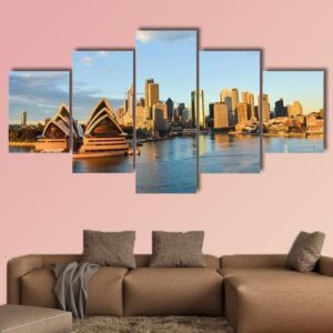 Sydney Opera House And City - Nature 5 Panel Canvas Art Wall Decor