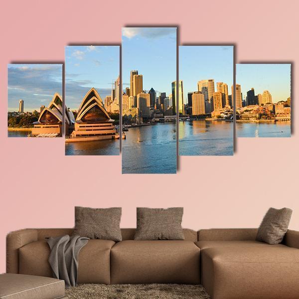 Sydney Opera House And City - Nature 5 Panel Canvas Art Wall Decor Sydney Opera House And City - Nature 5 Panel Canvas Art Wall Decor