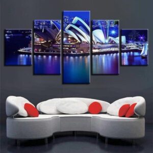 Sydney Opera House Nightscape - Nature 5 Panel Canvas Art Wall Decor
