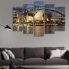 Sydney Opera House With Harbour Bridge - Nature 5 Panel Canvas Art Wall Decor