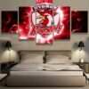 Sydney Roosters NRL Football - 5 Panel Canvas Art Wall Decor