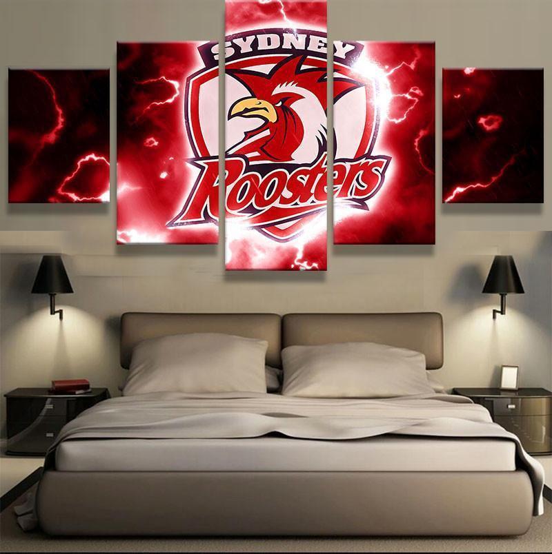 Sydney Roosters NRL Football - 5 Panel Canvas Art Wall Decor Sydney Roosters NRL Football - 5 Panel Canvas Art Wall Decor