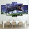 T-Rex Jurassic Dinosaur 2 - Movie 5 Panel Canvas Art Wall Decor
