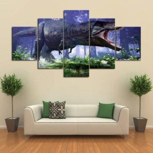 T-Rex - Animal 5 Panel Canvas Art Wall Decor
