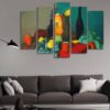 Table Bottles And Fruits - Abstract 5 Panel Canvas Art Wall Decor