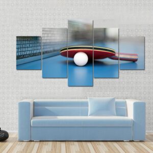 Table Tennis Ball And Bat - Sport 5 Panel Canvas Art Wall Decor