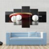 Table Tennis Racket And Balls On Dark Table - Sport 5 Panel Canvas Art Wall Decor