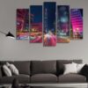 Taipei Cityscape At Twilight In Taiwan - Nature 5 Panel Canvas Art Wall Decor