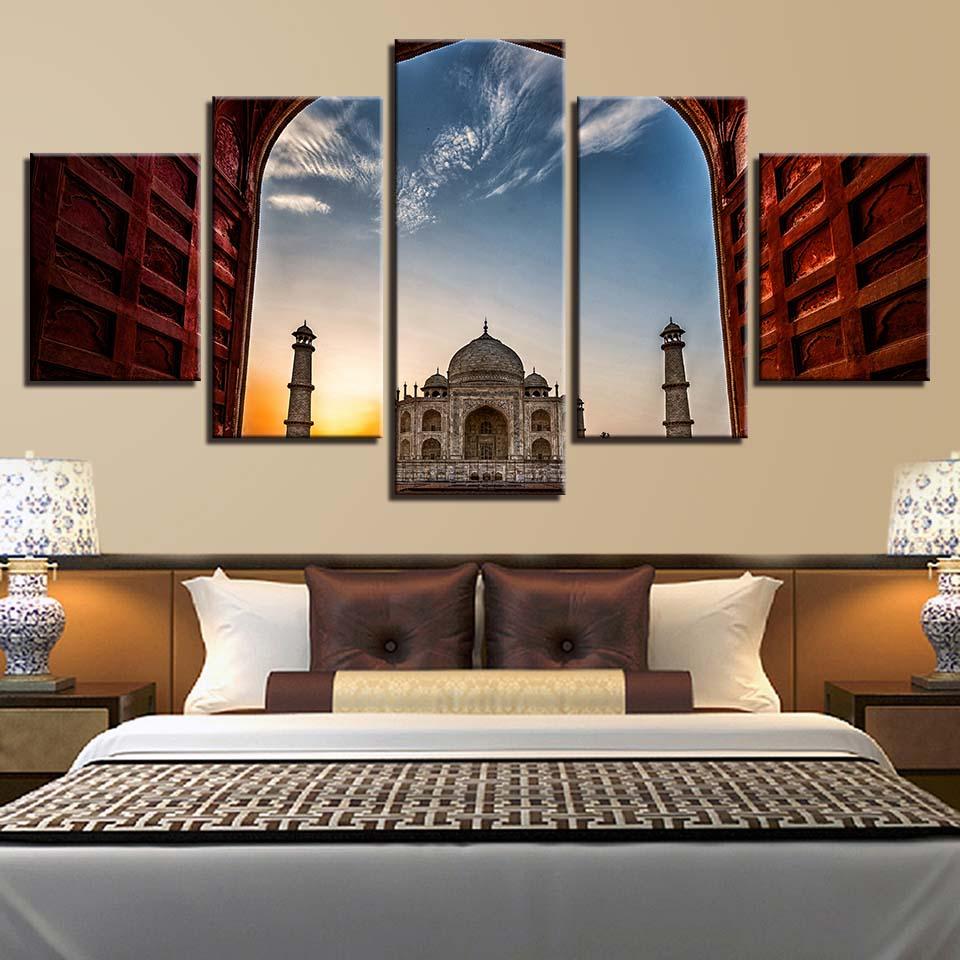 Taj Mahal Agra India Dawn - Nature 5 Panel Canvas Art Wall Decor Taj Mahal Agra India Dawn - Nature 5 Panel Canvas Art Wall Decor