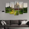 Taj Mahal Agra India - Nature 5 Panel Canvas Art Wall Decor