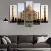 Taj Mahal At Dawn - Nature 5 Panel Canvas Art Wall Decor