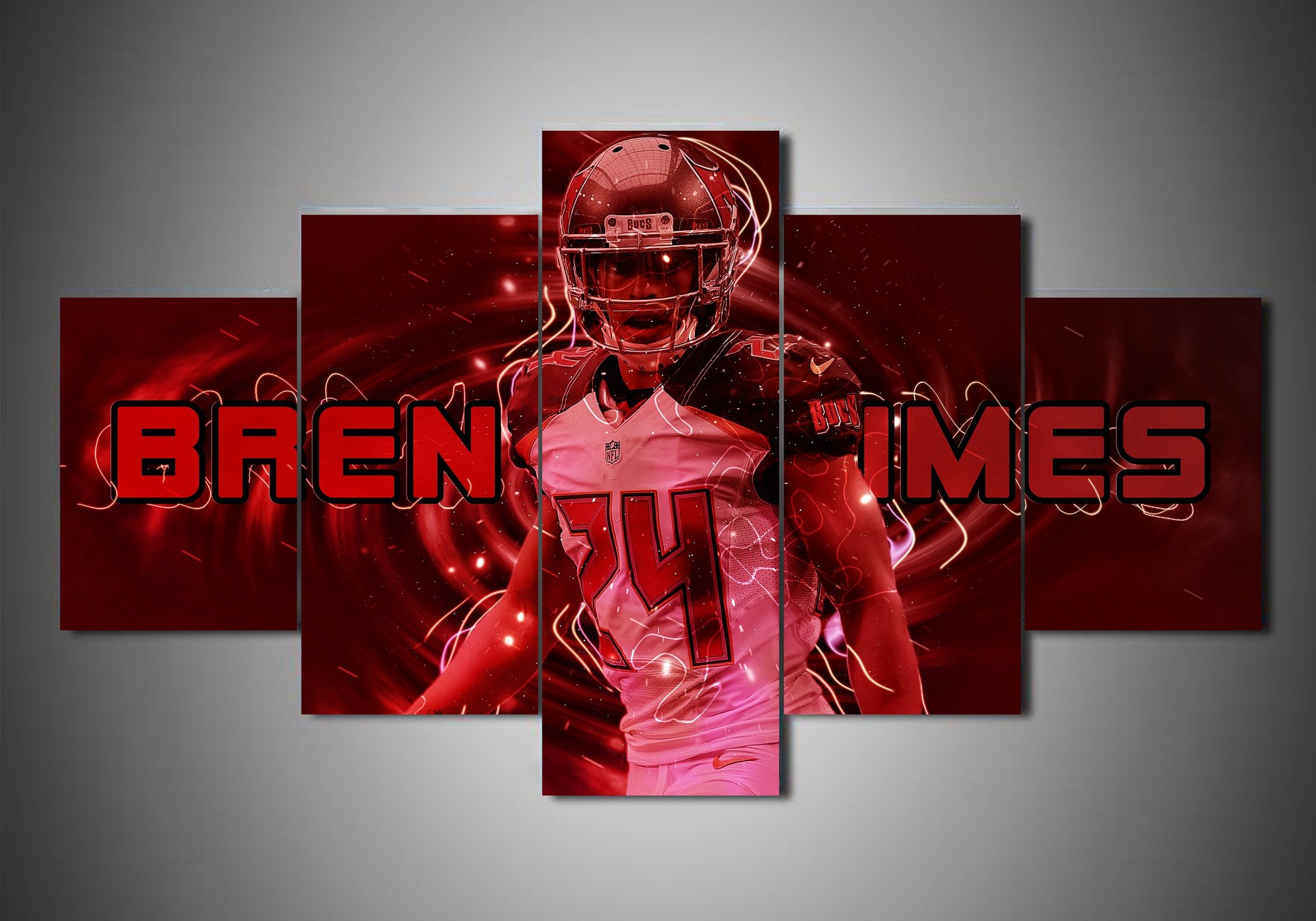 Tampa Bay Buccaneers - Brent Grimes - Sport 5 Panel Canvas Art Wall Decor Tampa Bay Buccaneers - Brent Grimes - Sport 5 Panel Canvas Art Wall Decor