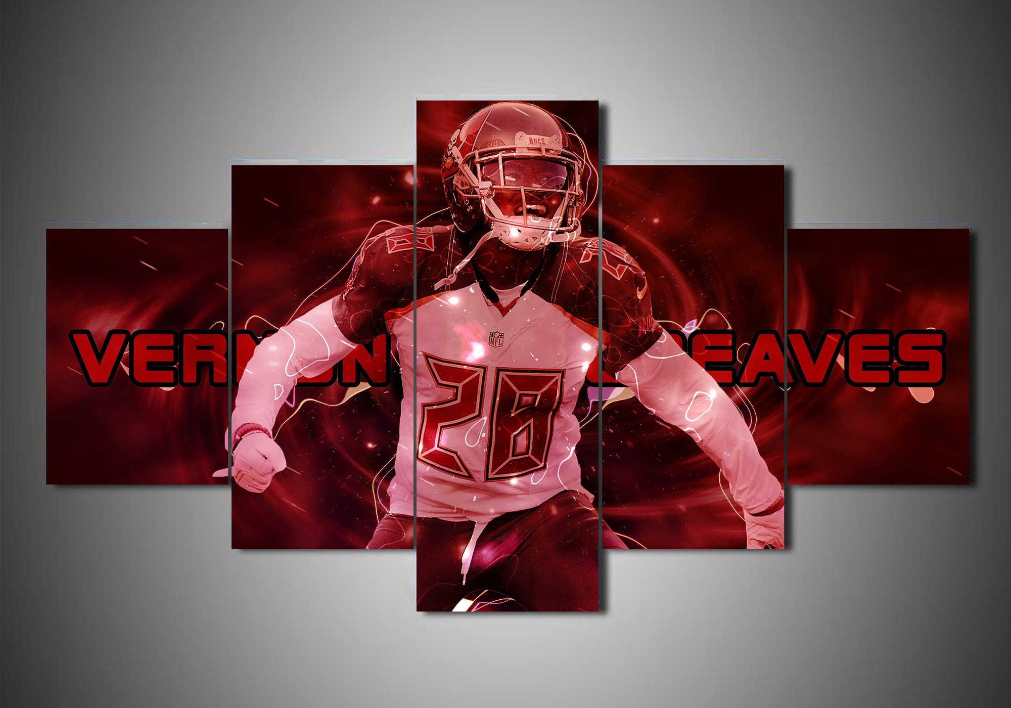 Tampa Bay Buccaneers - Vernon Hargreaves - Sport 5 Panel Canvas Art Wall Decor Tampa Bay Buccaneers - Vernon Hargreaves - Sport 5 Panel Canvas Art Wall Decor