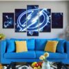 Tampa Bay Lightning Bolts Hockey - Sport 5 Panel Canvas Art Wall Decor